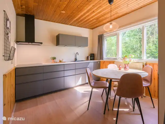 Royale keuken met alle apparatuur en eethoek